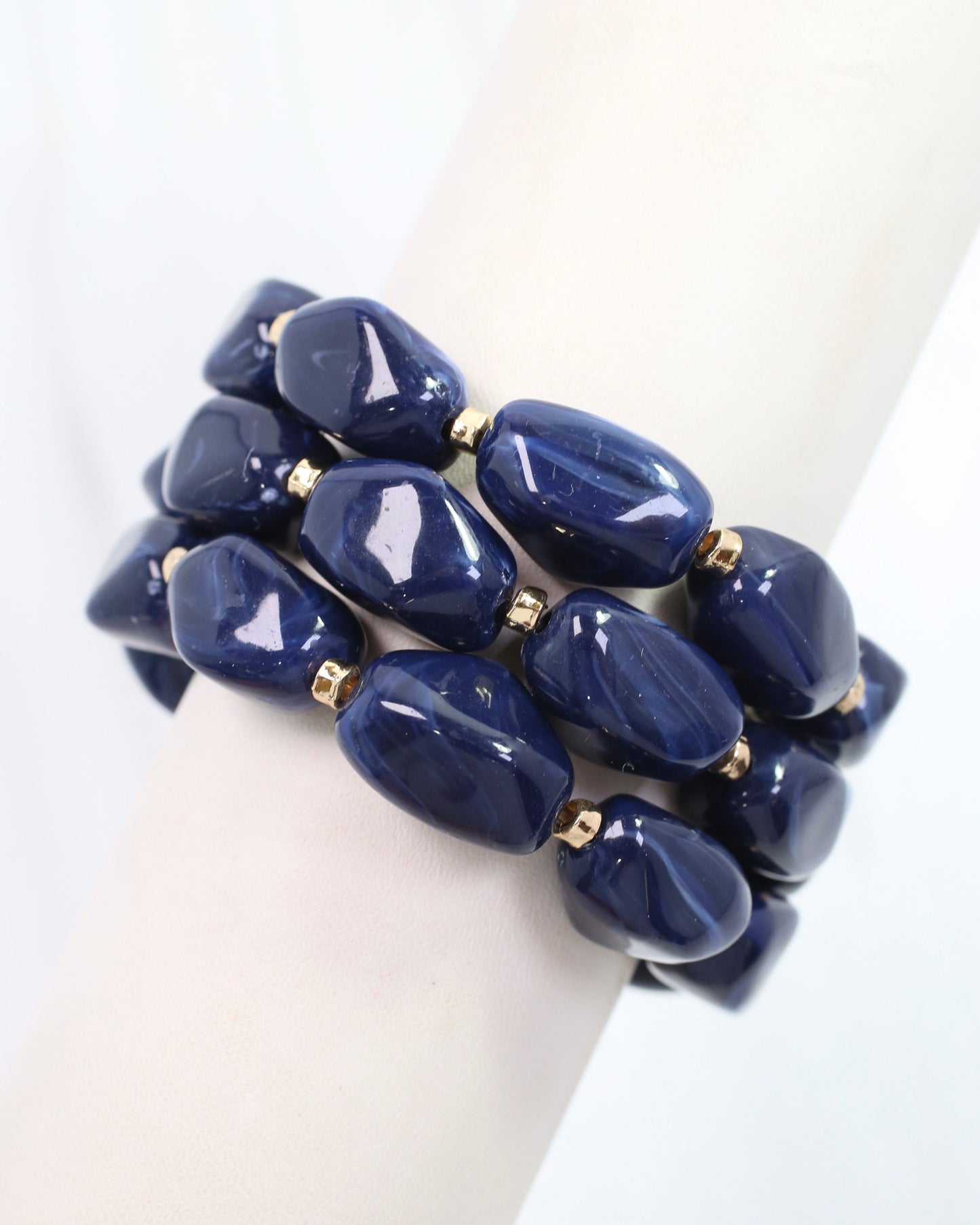 Eimy Beaded Stretch Bracelet Set Navy