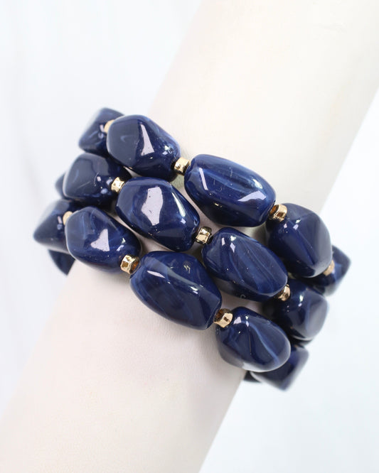 Eimy Beaded Stretch Bracelet Set Navy