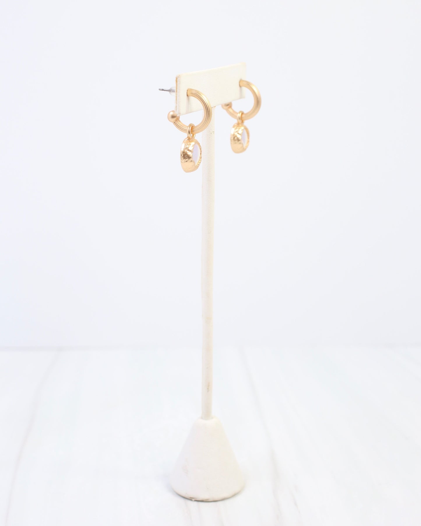 Alma Matte Gold Dangle Earring Opal