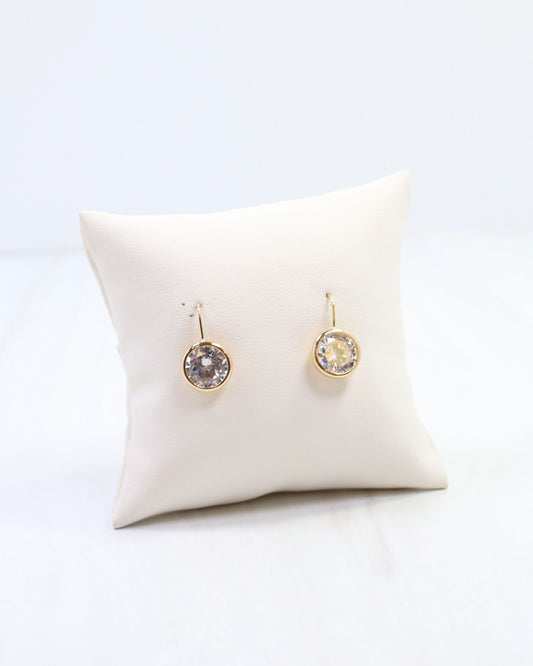 Ester Round CZ Fish Hook Earring WR Gold