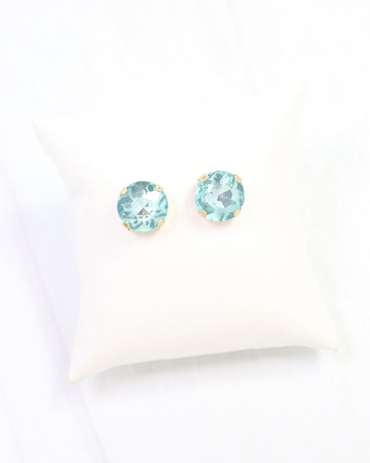 Andi Large Rhinestone Stud Earring Aqua