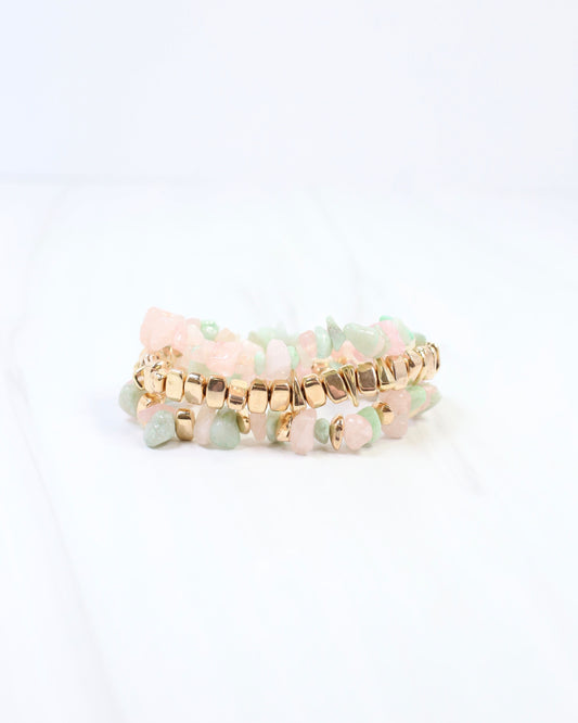 Eastpointe Beaded Stretch Bracelet Set Blush