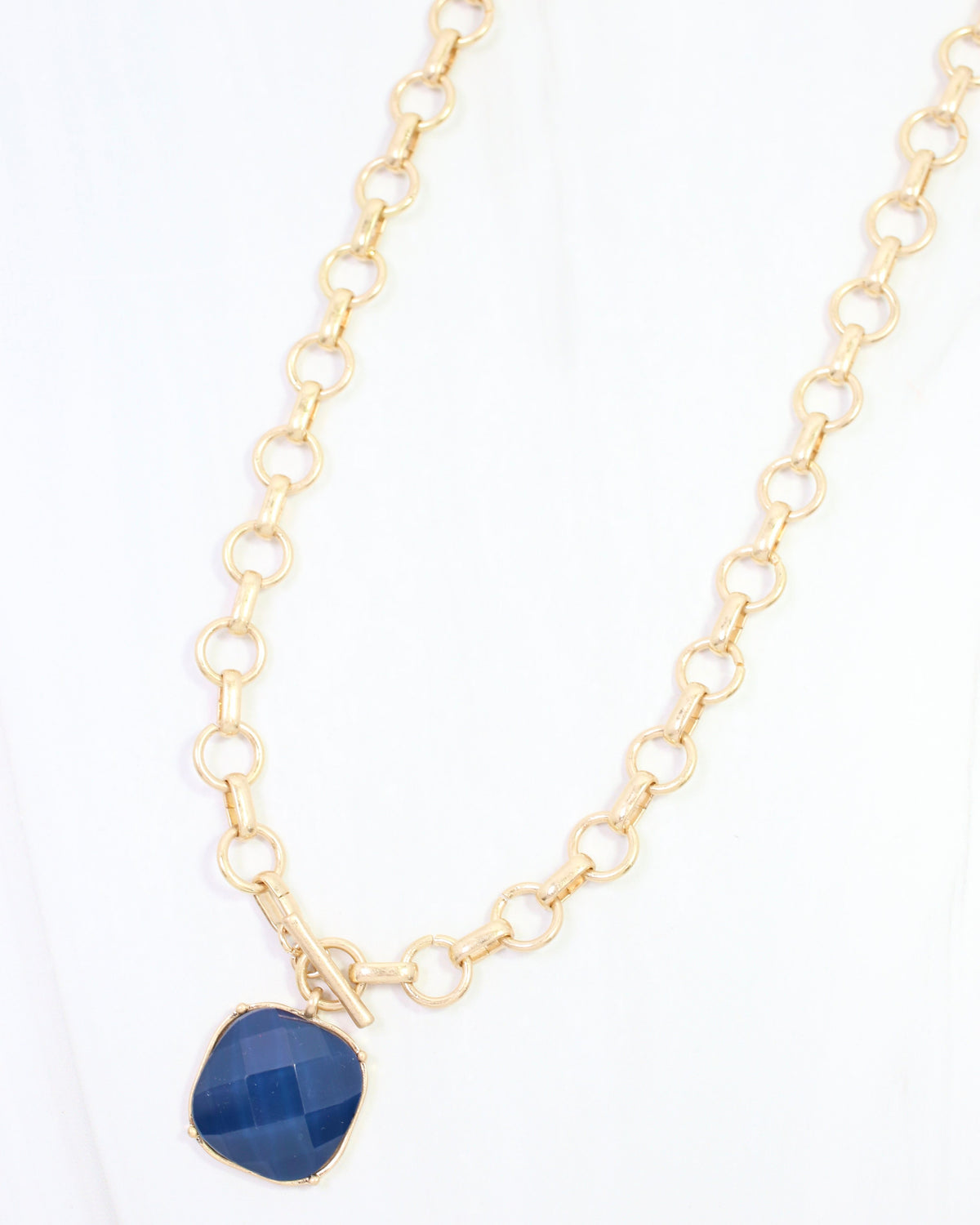 Remington Faceted Square Toggle Necklace Navy