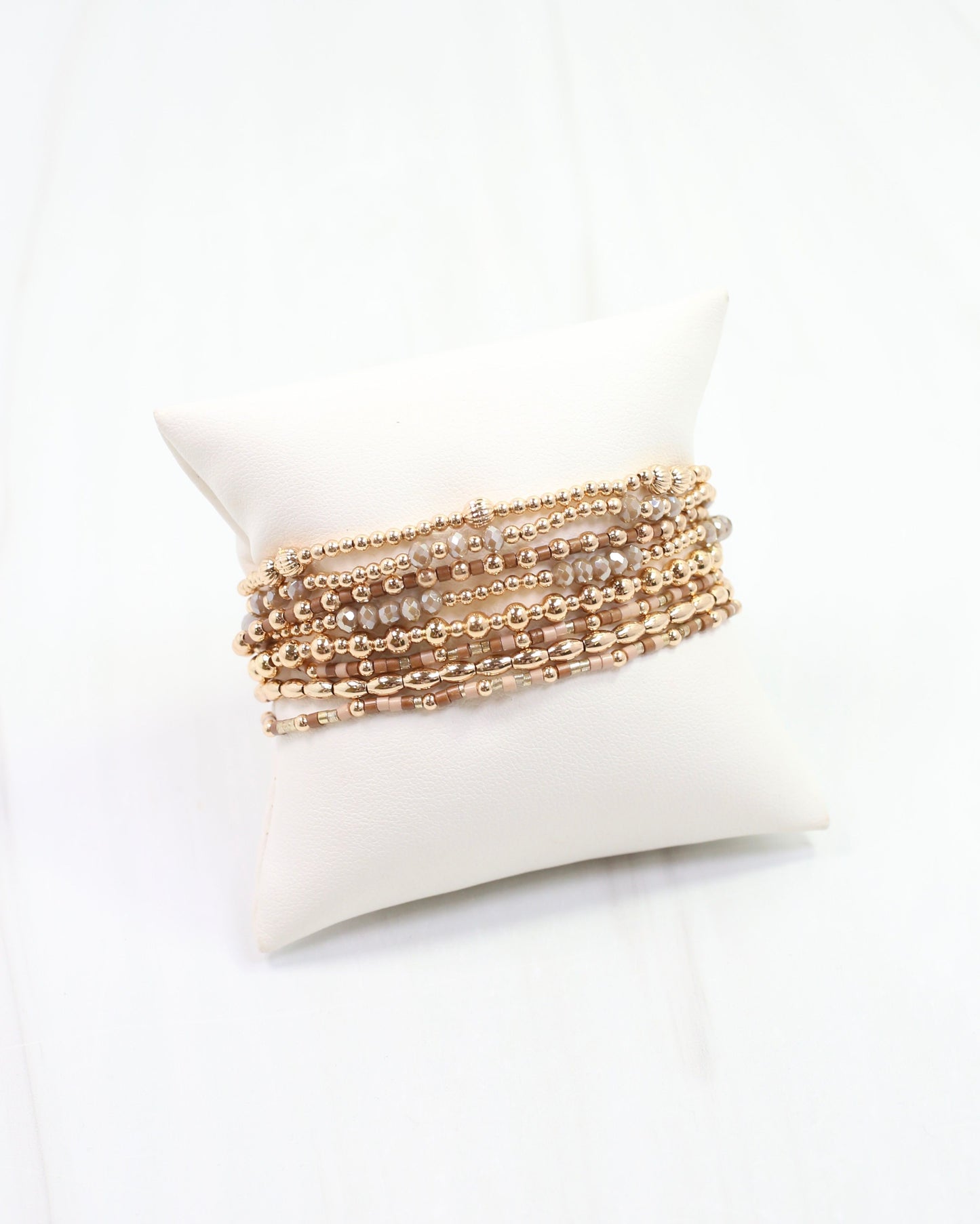 Gabriela Gold Beaded Bracelet Set Natural