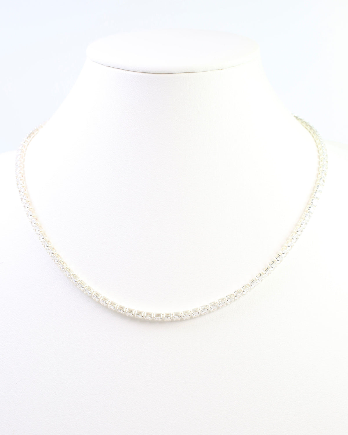 Luna Large CZ Tennis Necklace WR Silver