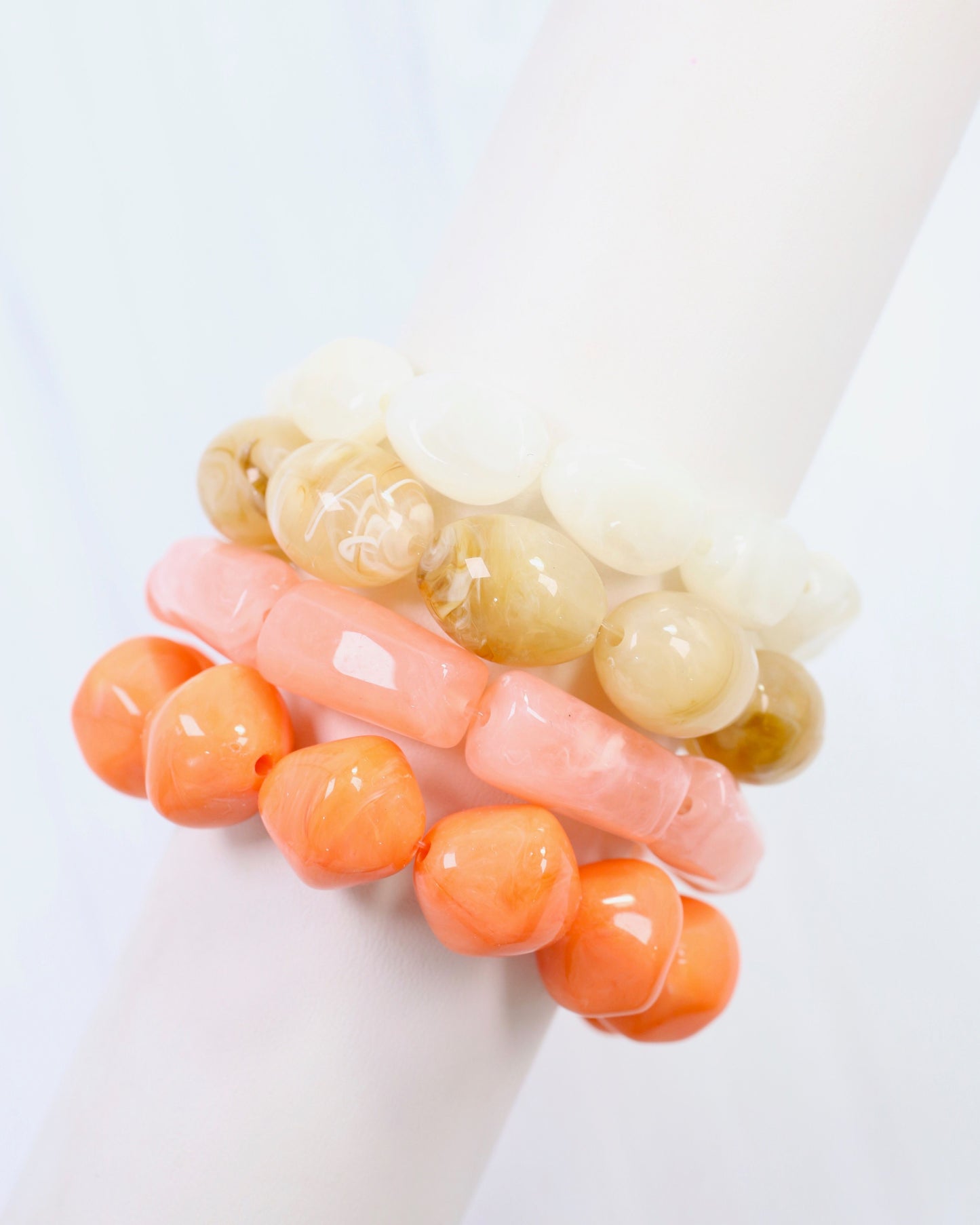 Joplin Marble Beaded Bracelet Set Coral