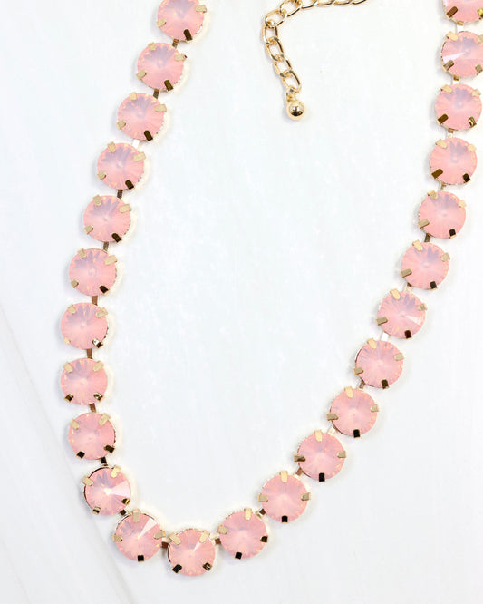 Harper Medium Rhinestone Necklace Pink Multi