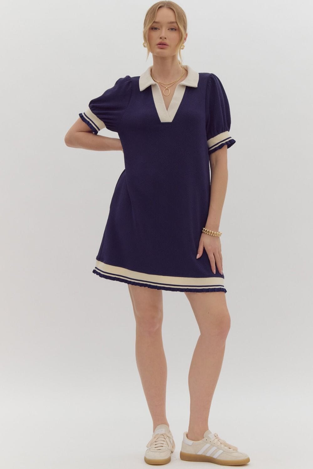 Can't Catch This Navy Mini Dress - Caroline Hill