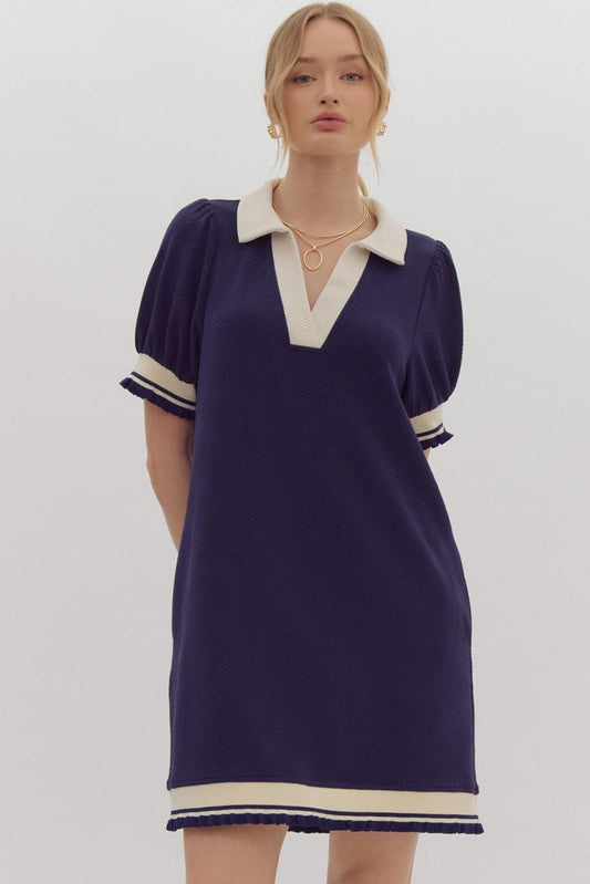 Can't Catch This Navy Mini Dress - Caroline Hill