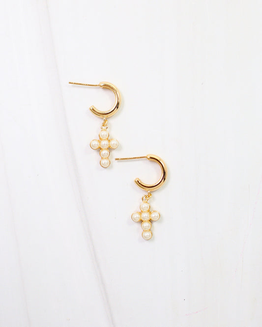 Starkville Cross Huggie Earring Gold