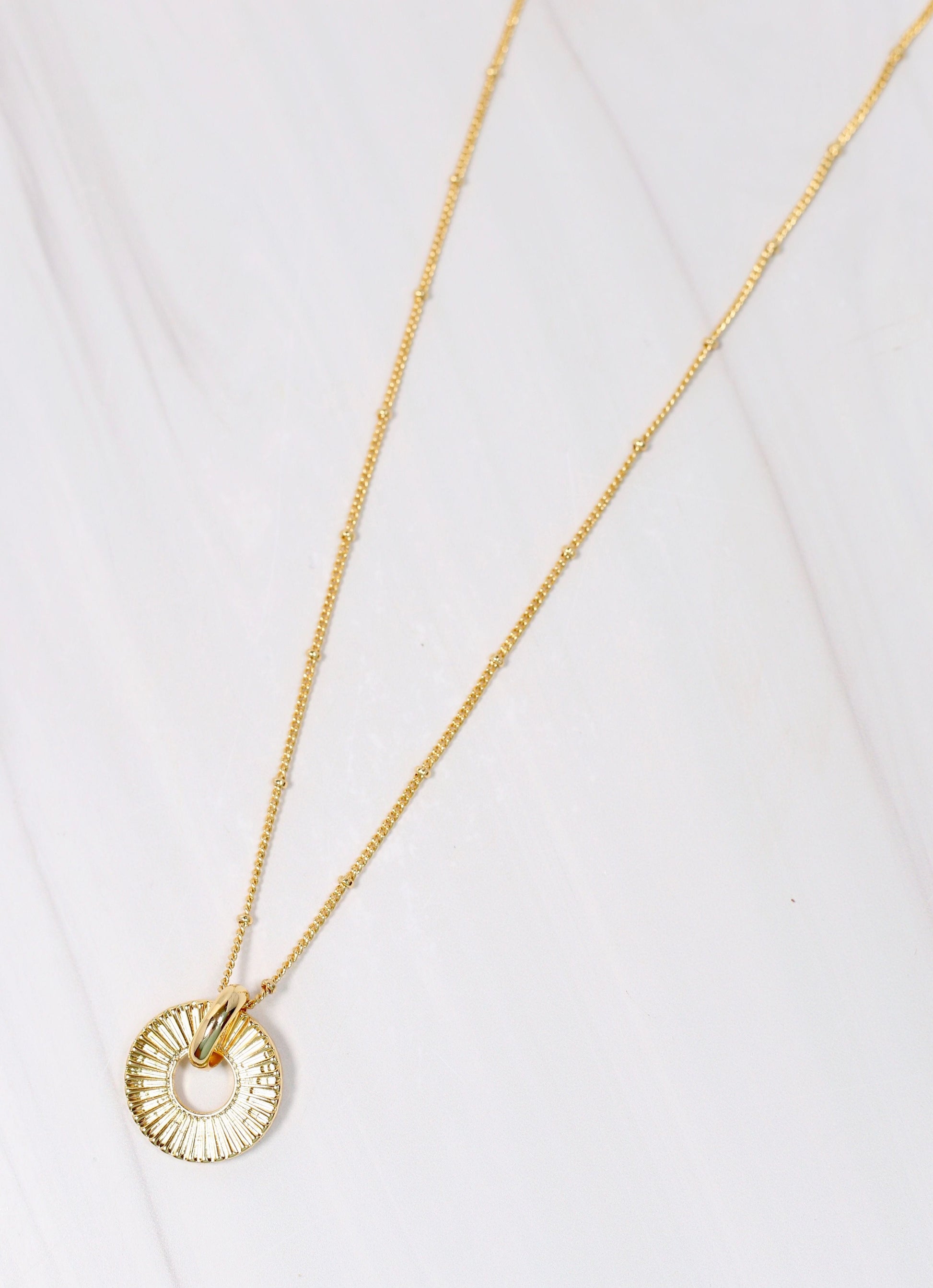 Carmichael Circle Charm Necklace GOLD - Caroline Hill