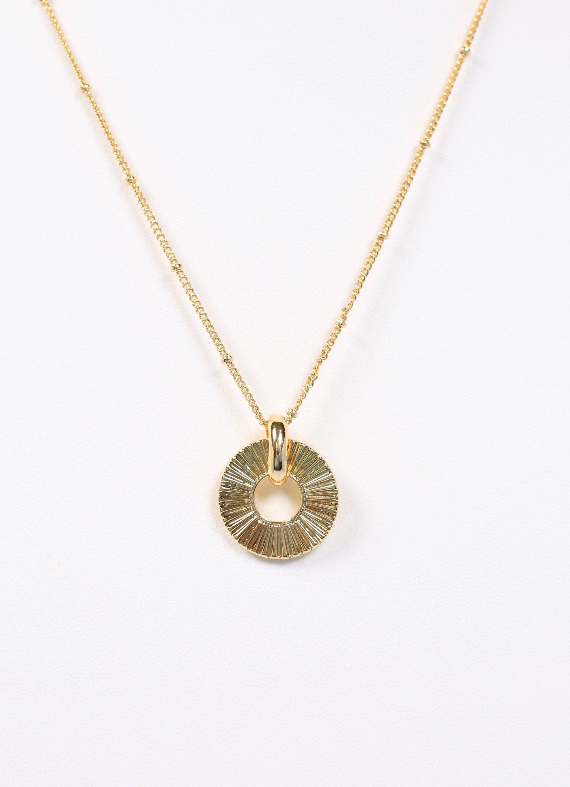 Carmichael Circle Charm Necklace GOLD - Caroline Hill