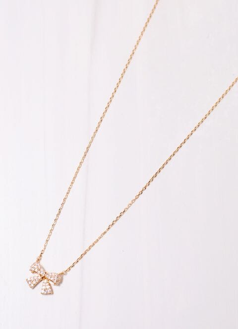 Carrie CZ Bow Necklace GOLD - Caroline Hill