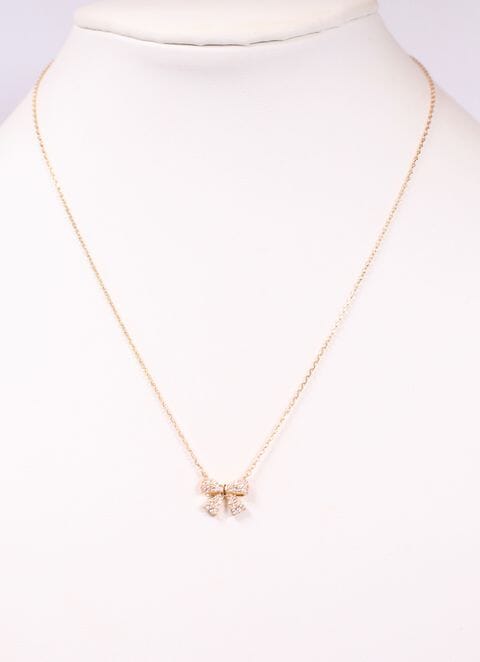Carrie CZ Bow Necklace GOLD - Caroline Hill