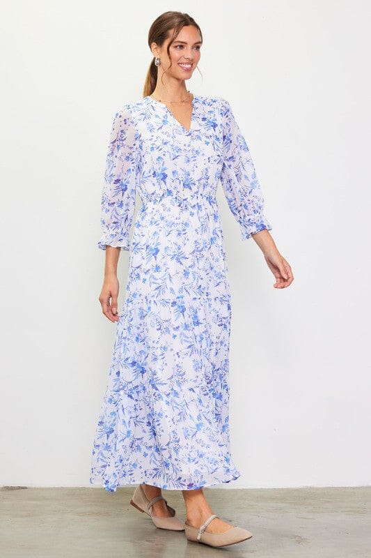 Carried Away French Blue Floral Maxi Dress - Caroline Hill