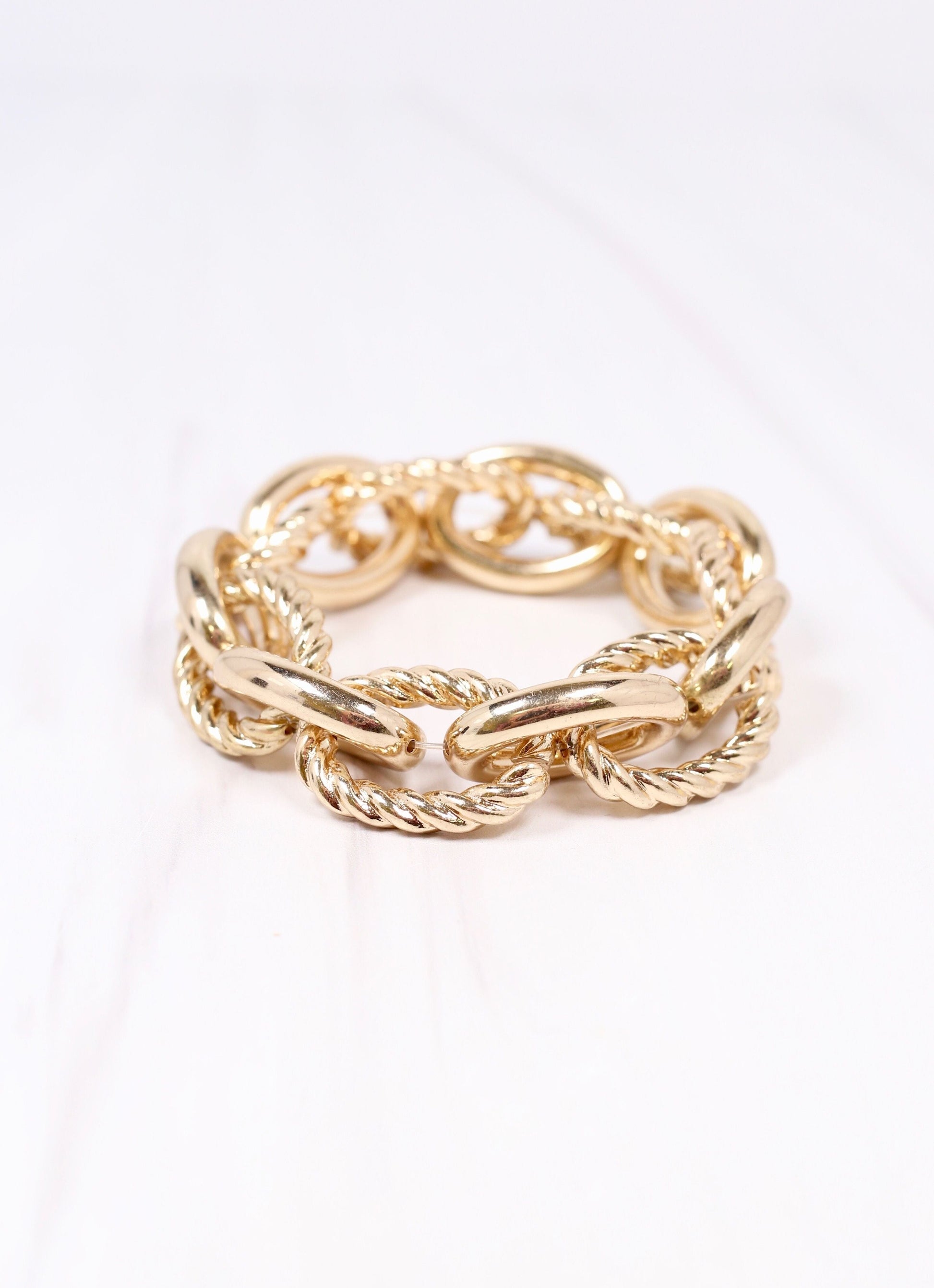 Cates Link Stretch Bracelet GOLD - Caroline Hill