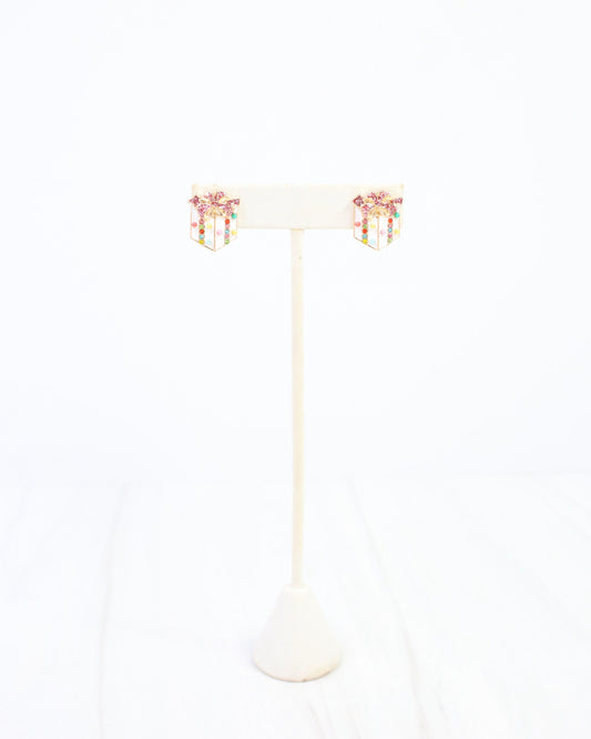 Pretty Present Stud Earring White