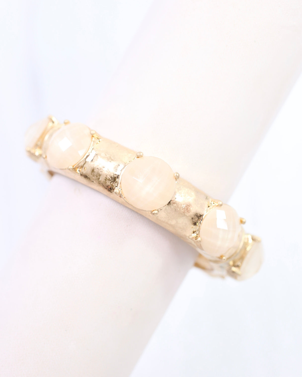 Mazie Faceted Stone Stretch Bracelet Ivory
