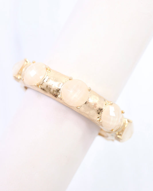 Mazie Faceted Stone Stretch Bracelet Ivory