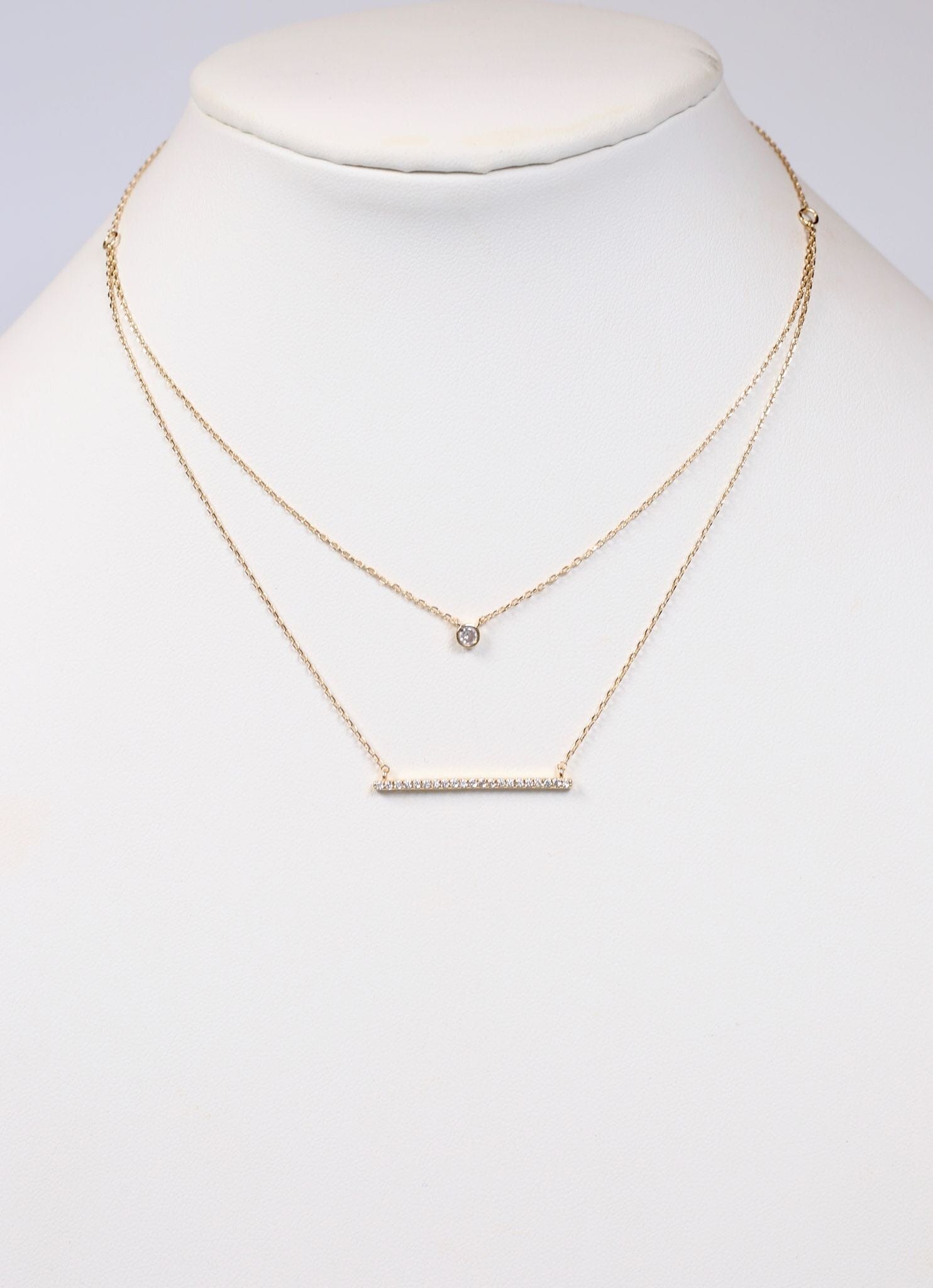 Chambly Layered CZ Bar Necklace GOLD - Caroline Hill