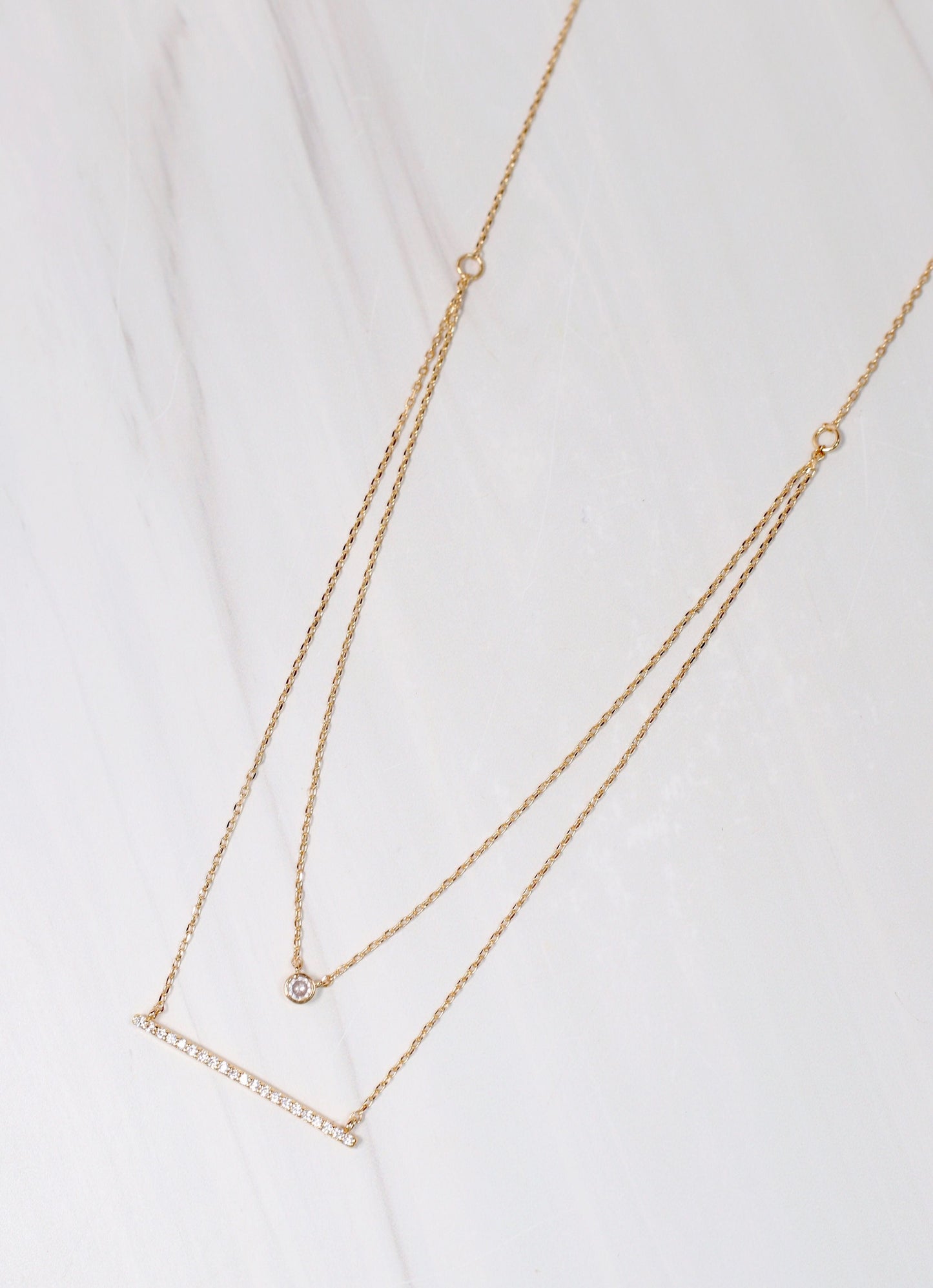 Chambly Layered CZ Bar Necklace GOLD - Caroline Hill