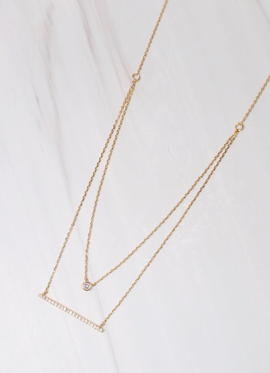 Chambly Layered CZ Bar Necklace GOLD - Caroline Hill