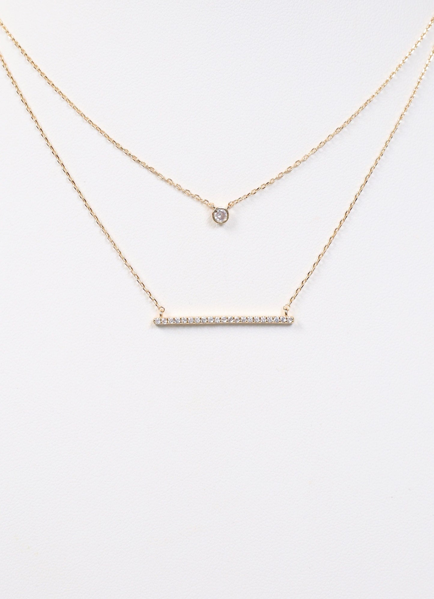 Chambly Layered CZ Bar Necklace GOLD - Caroline Hill