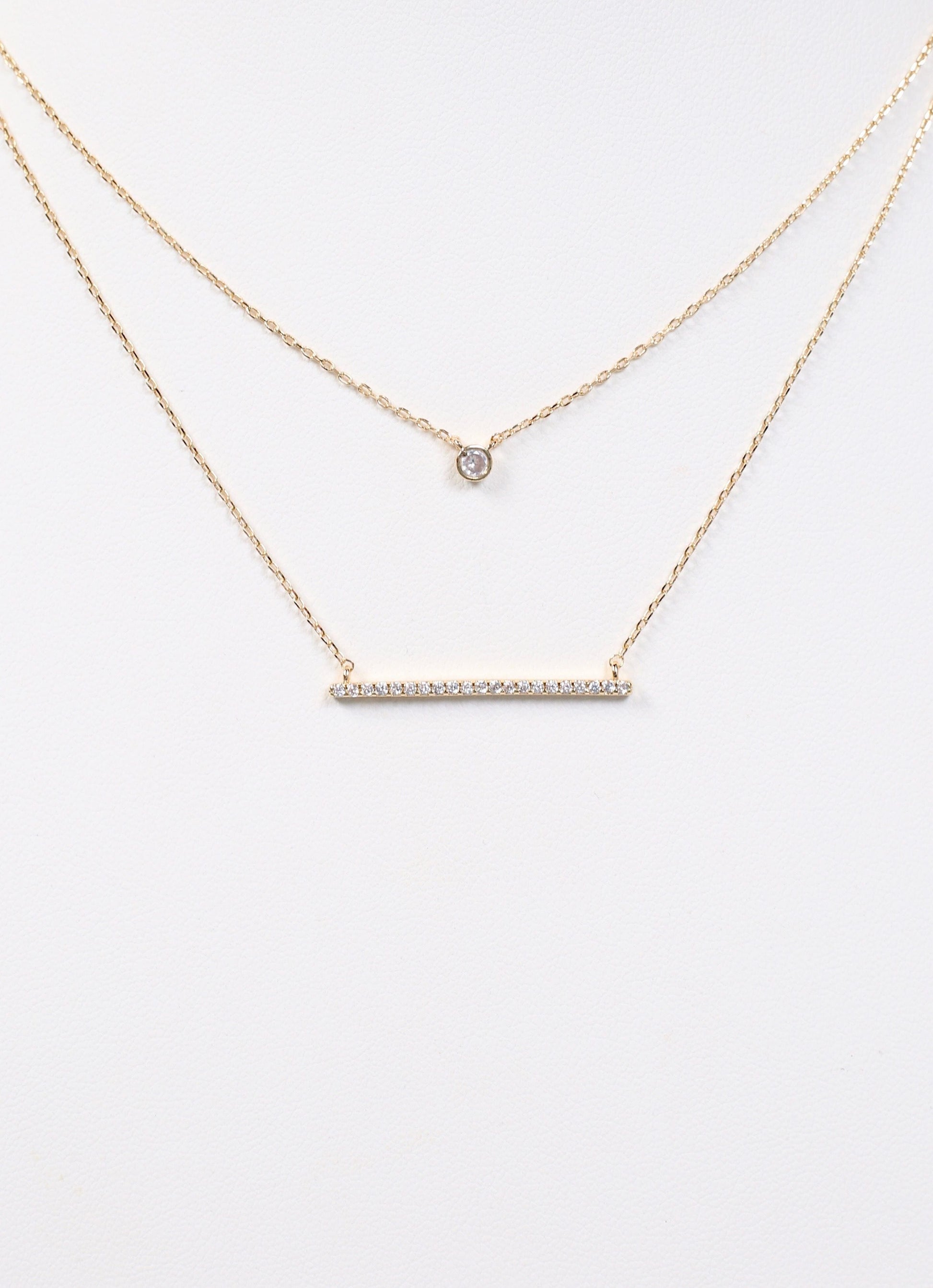 Chambly Layered CZ Bar Necklace GOLD - Caroline Hill