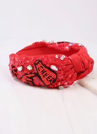 Cheer Sequin Headband RED BLACK - Caroline Hill