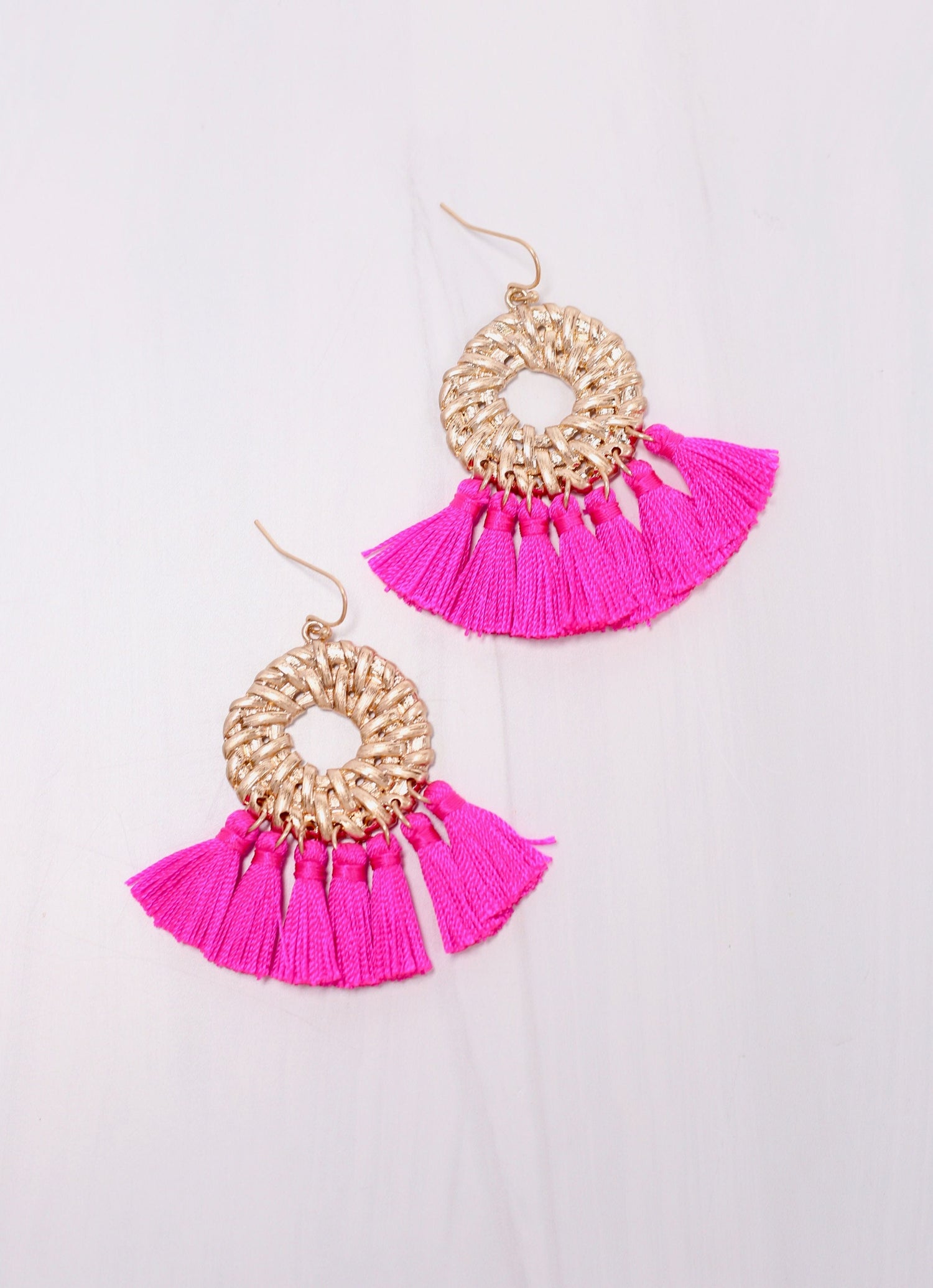 Cheshire Tassel Drop Earring HOT PINK - Caroline Hill