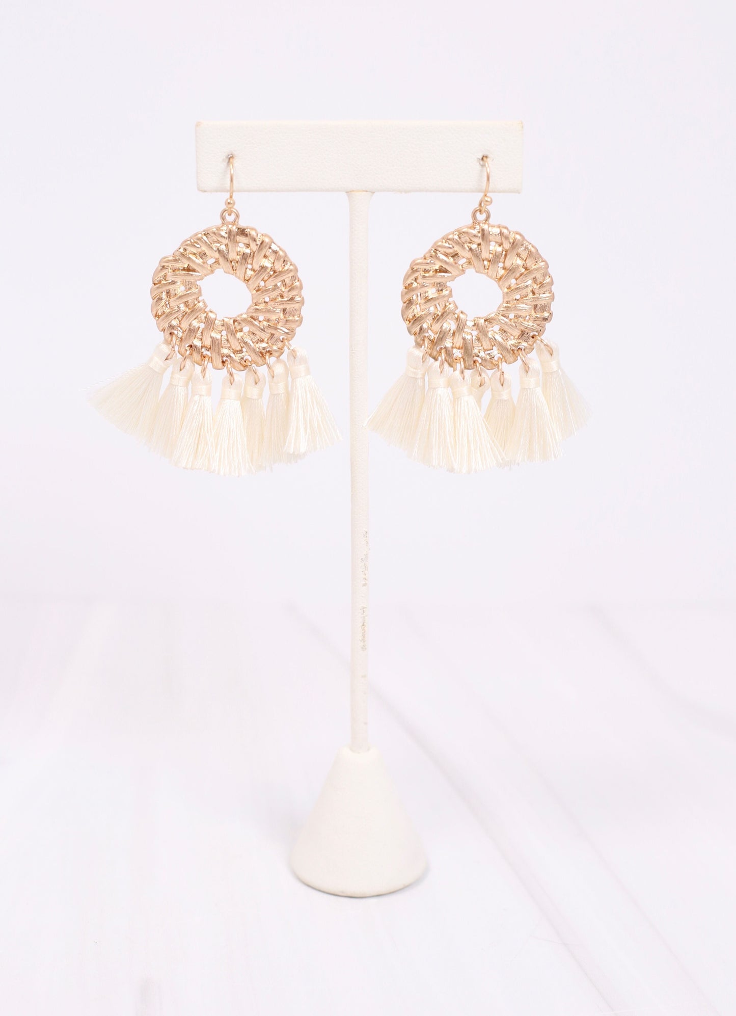 Cheshire Tassel Drop Earring IVORY - Caroline Hill