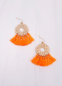 Cheshire Tassel Drop Earring ORANGE - Caroline Hill