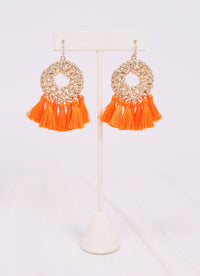 Cheshire Tassel Drop Earring ORANGE - Caroline Hill