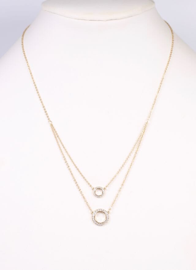 Cinthia Layered CZ Circles Necklace GOLD - Caroline Hill