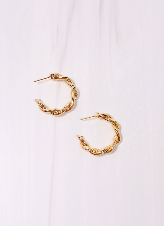 Compton Twisted Hoop Earring GOLD - Caroline Hill