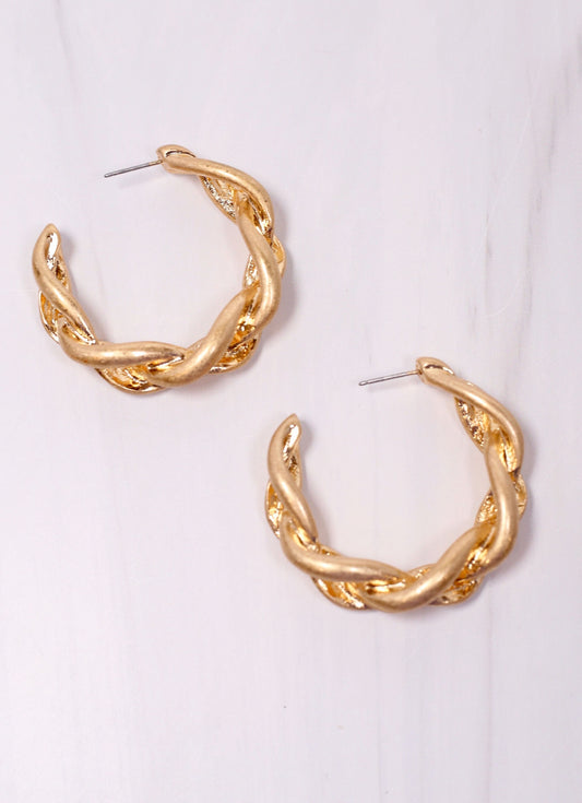 Corley Twisted Hoop Earring MATTE GOLD - Caroline Hill