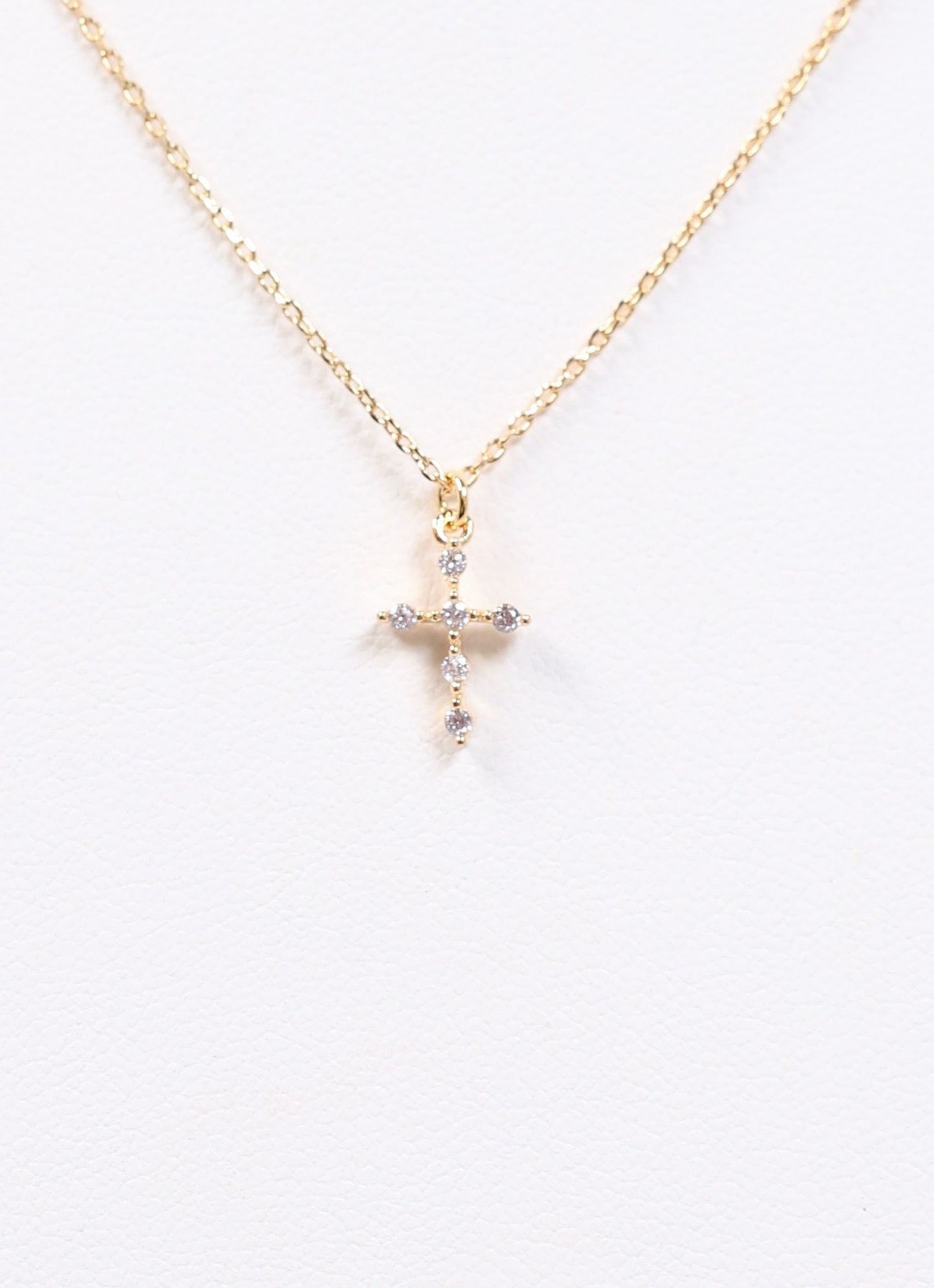 Belief CZ Cross Necklace Gold