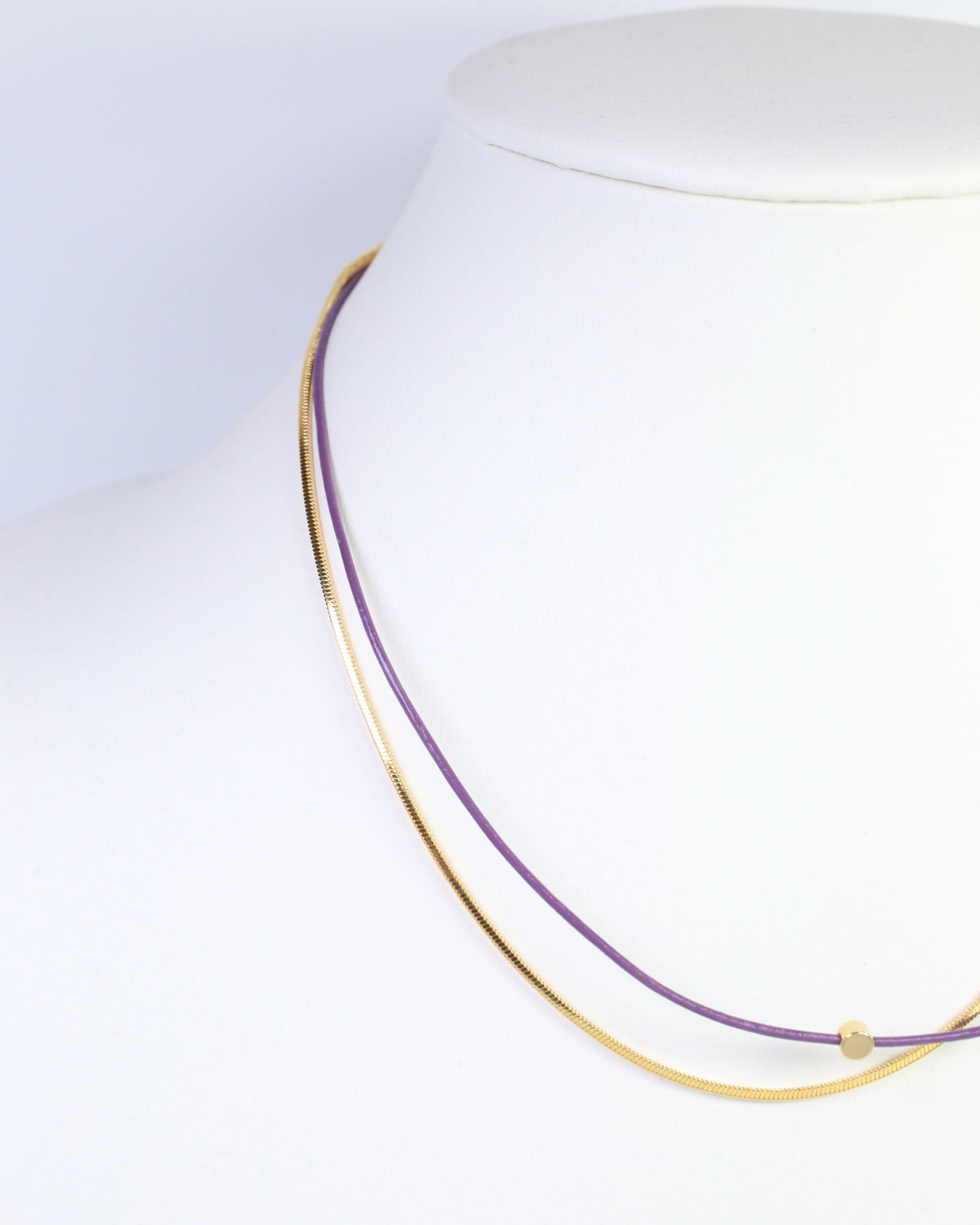 Paula Cord and Chain Layered Necklace Purple
