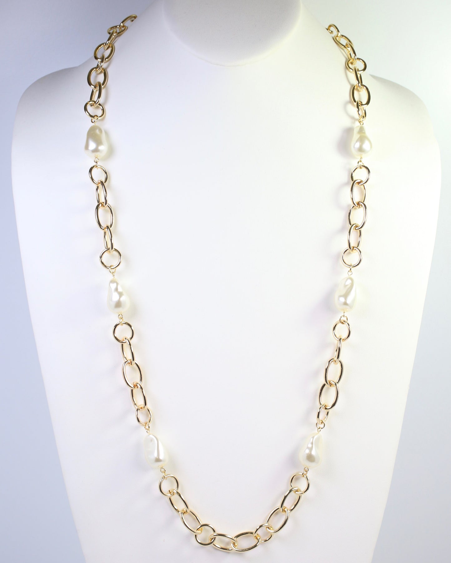 Harrie Link Necklace With Pearls Gold