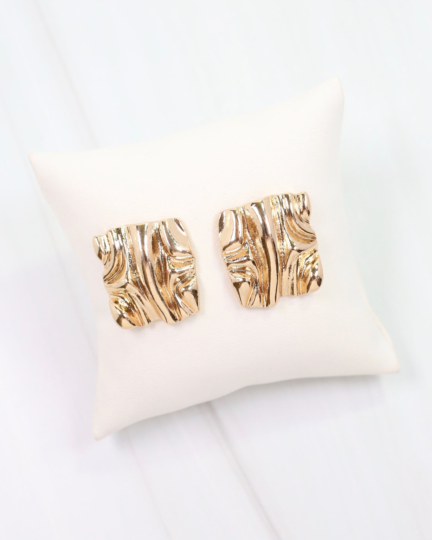 Claremore Textured Square Post Earring Gold