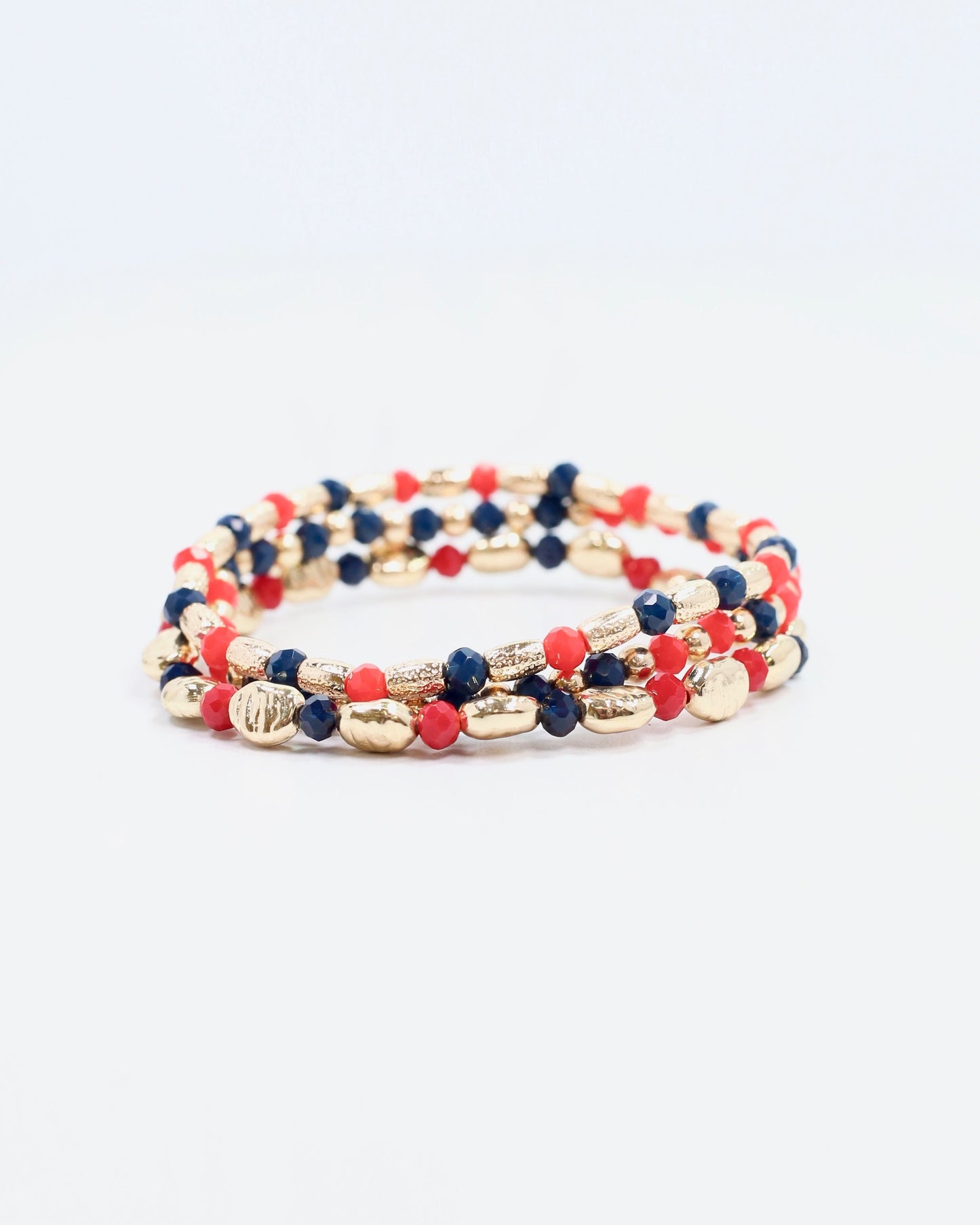 Spirit Beaded Bracelet Set Navy Red