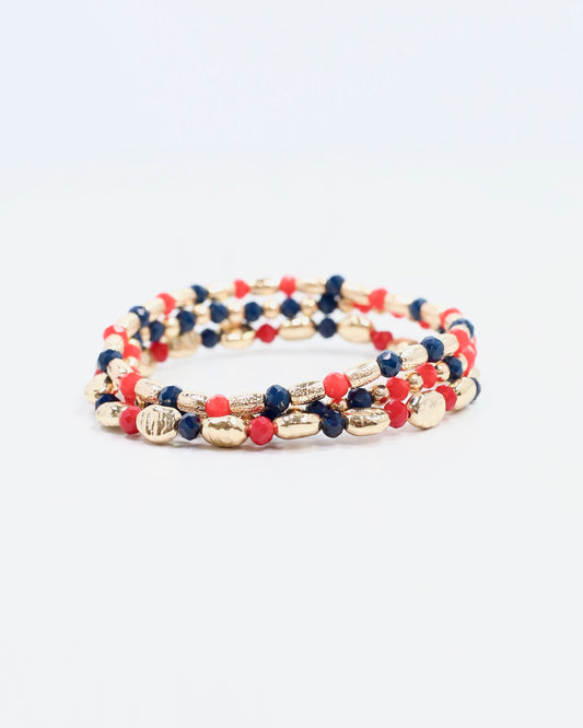 Spirit Beaded Bracelet Set Navy Red