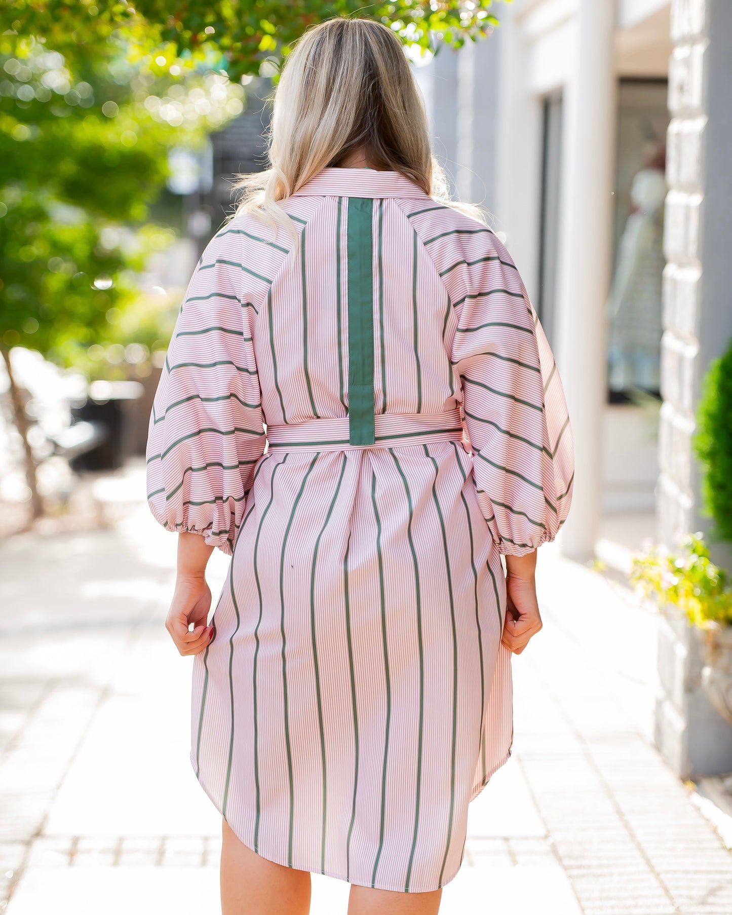 Cora Bubble Sleeve Stripped Dress