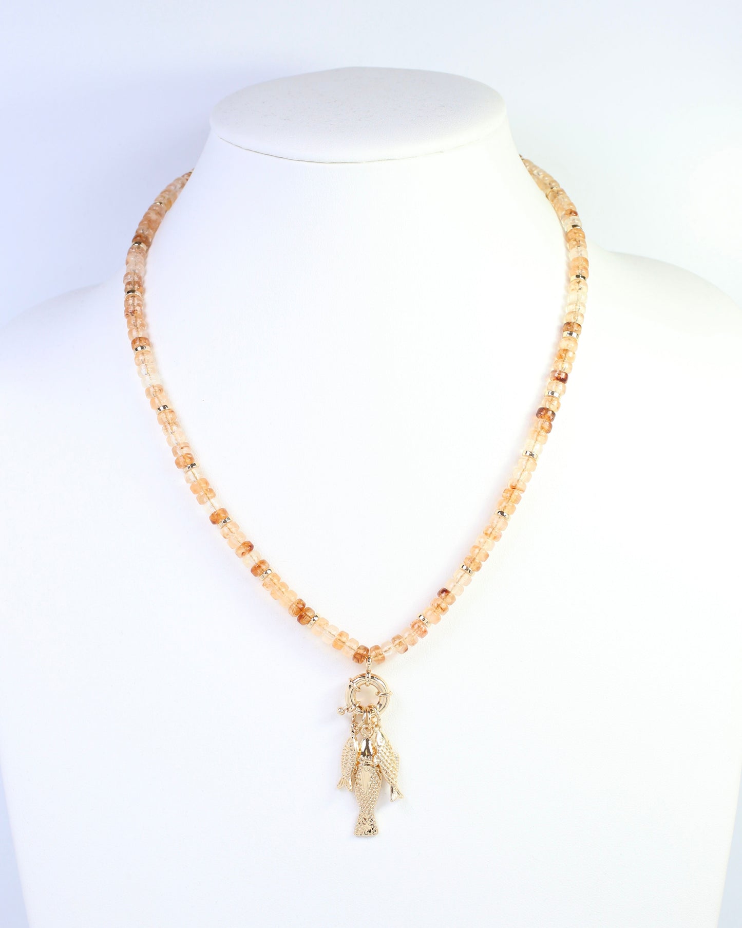 Addie Fish Charm Necklace Beige