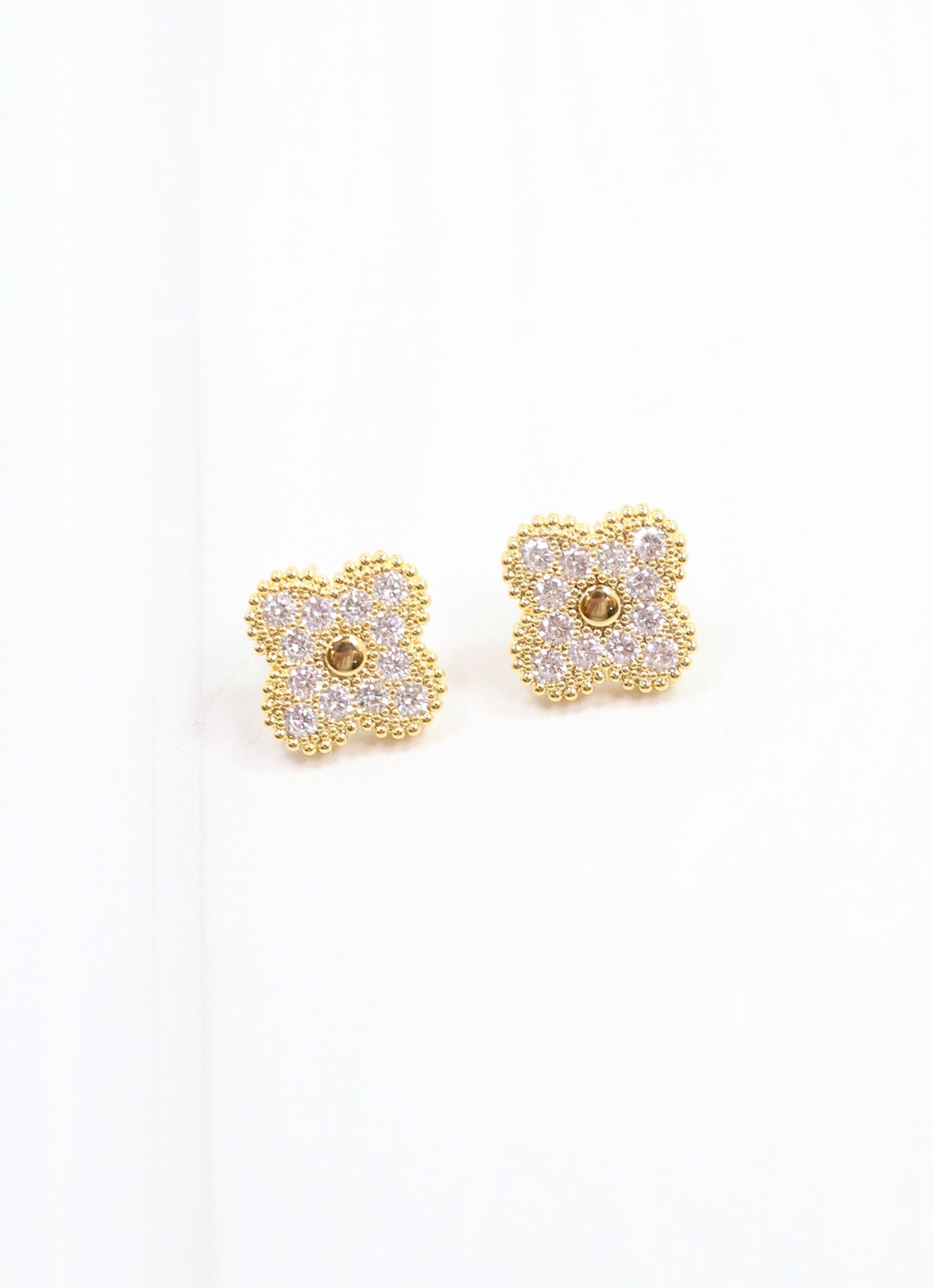 Edner CZ Clover Earring Gold