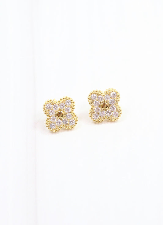 Edner CZ Clover Earring Gold