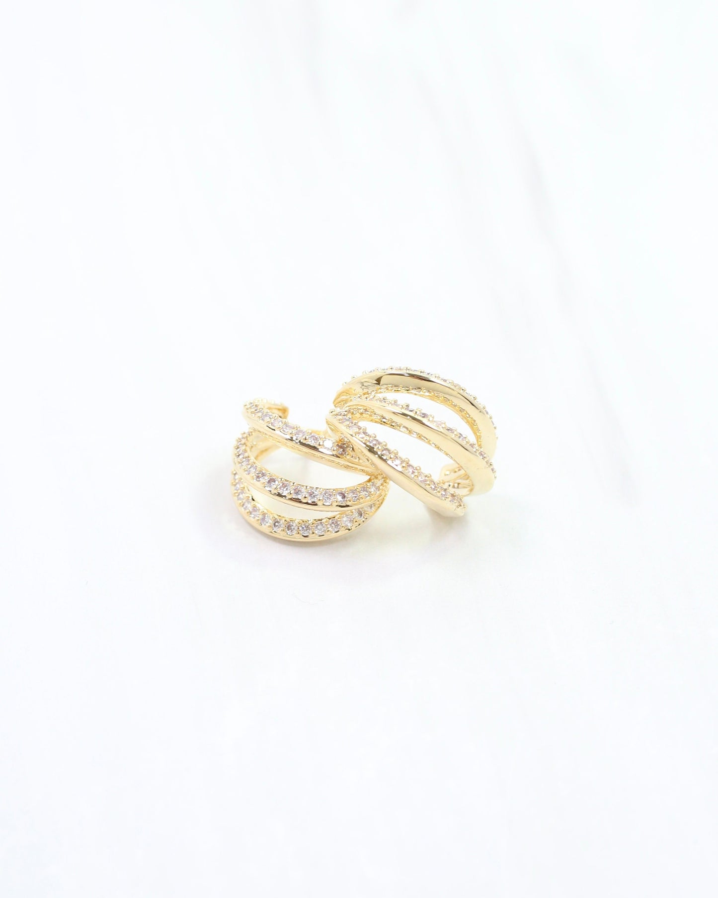 Sheppard Three Row CZ Hoop Gold