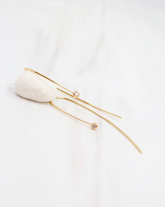 Reuben Wire Earring with Stone Gold