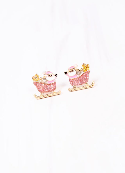 Santa's Sleigh Ride Earring PINK