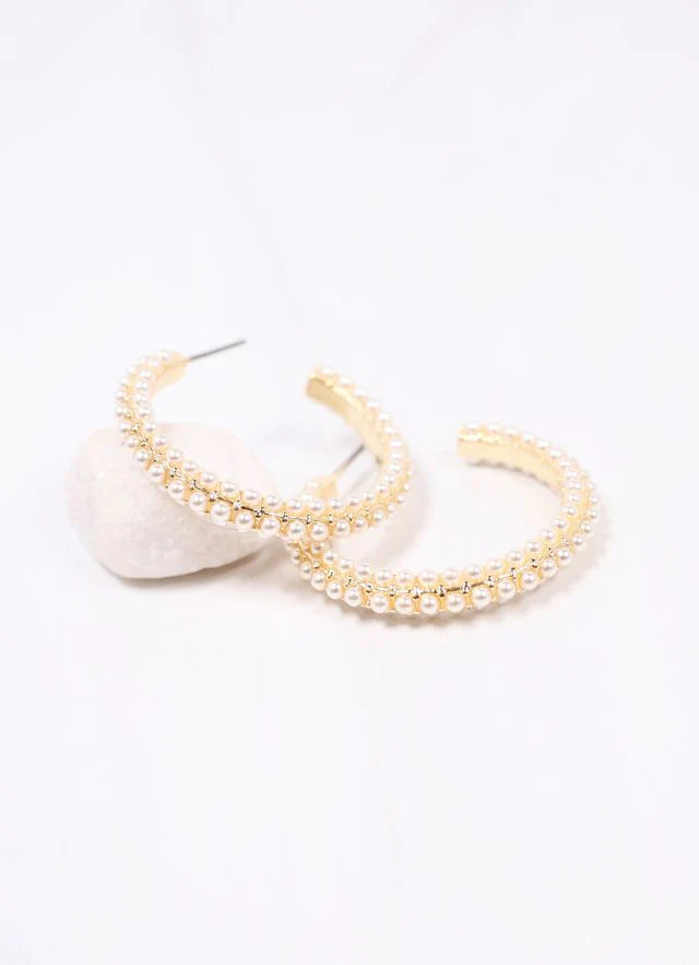 Woodard Pearl Hoop Earring Gold